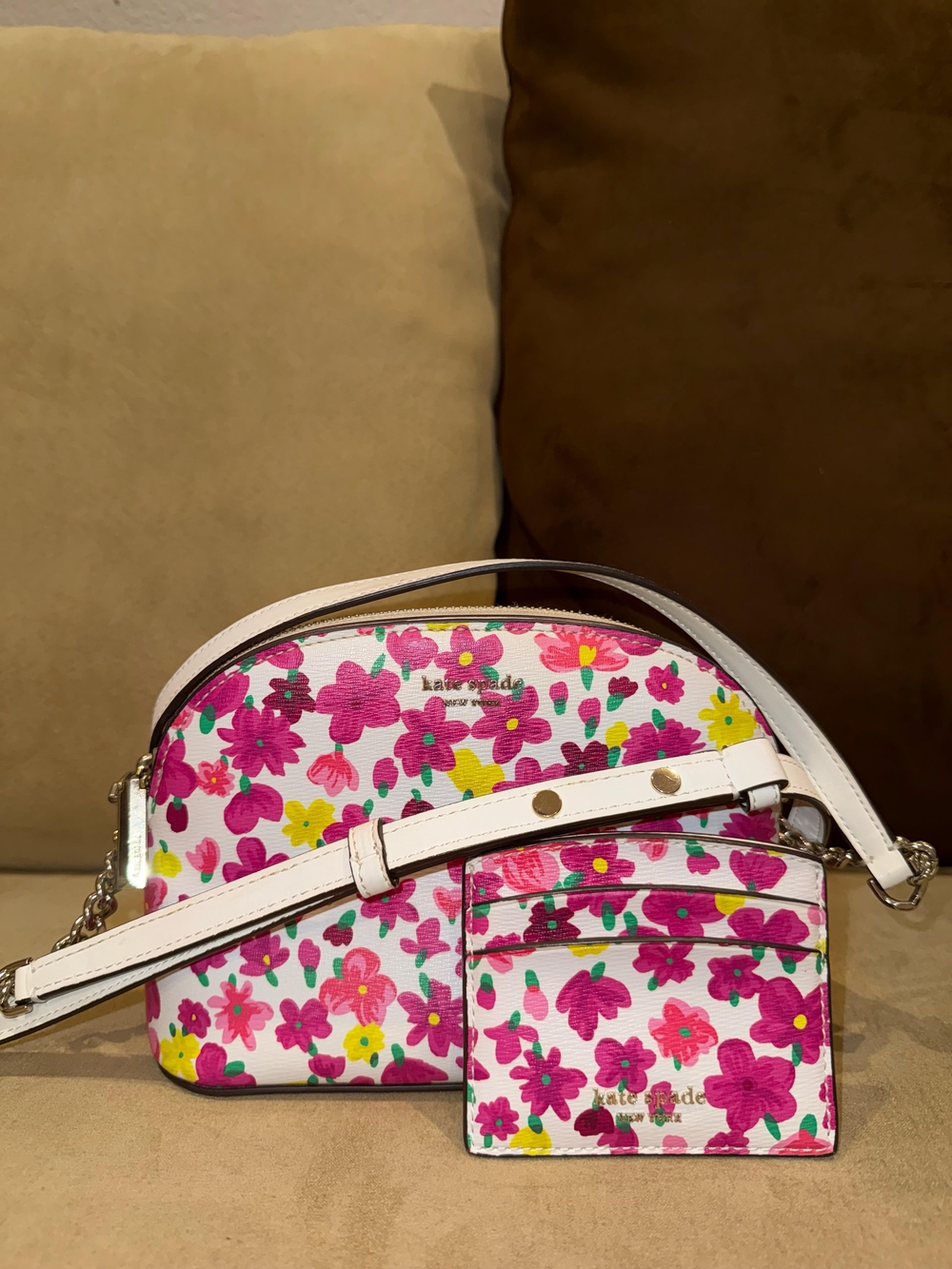 kate spade White Floral Crossbody with Card Holder